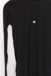 BASERANGE 25 Early Spring French organic cotton hollow heart-shaped long-sleeved T-shirt BAS-TOHLS-RB-000-Black